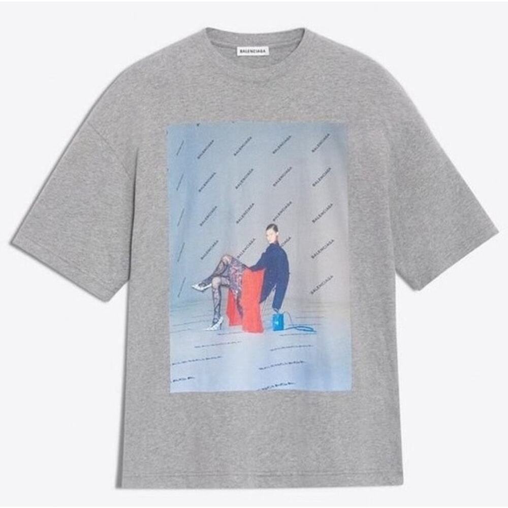 Balenciaga AW17 Gray Photoshoot Print Oversized T-Shirt Size M